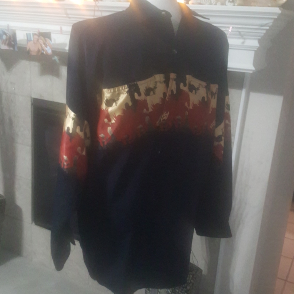 A S. DE OROS. horse inset shirt. Xl